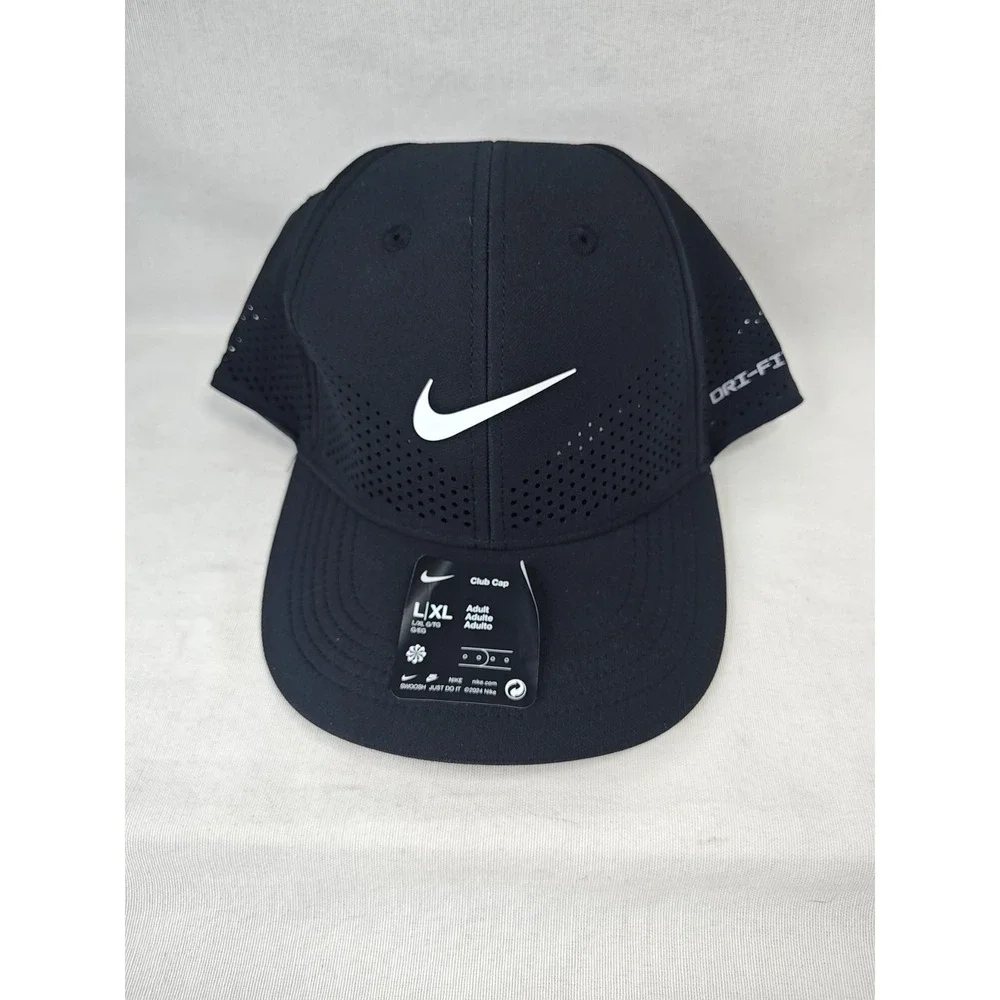 NWT Nike Dri-Fit Club Cap Swoosh Tennis Hat Black‎ Sz L/XL FB5636-010 Adjustable